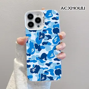 Designed for iPhone 17 16 E Pro Max 15 Plus 14 13 12 11 XS XR CaseBlue Camouflage Pattern Soft Durable TPU Protective Cover CASE