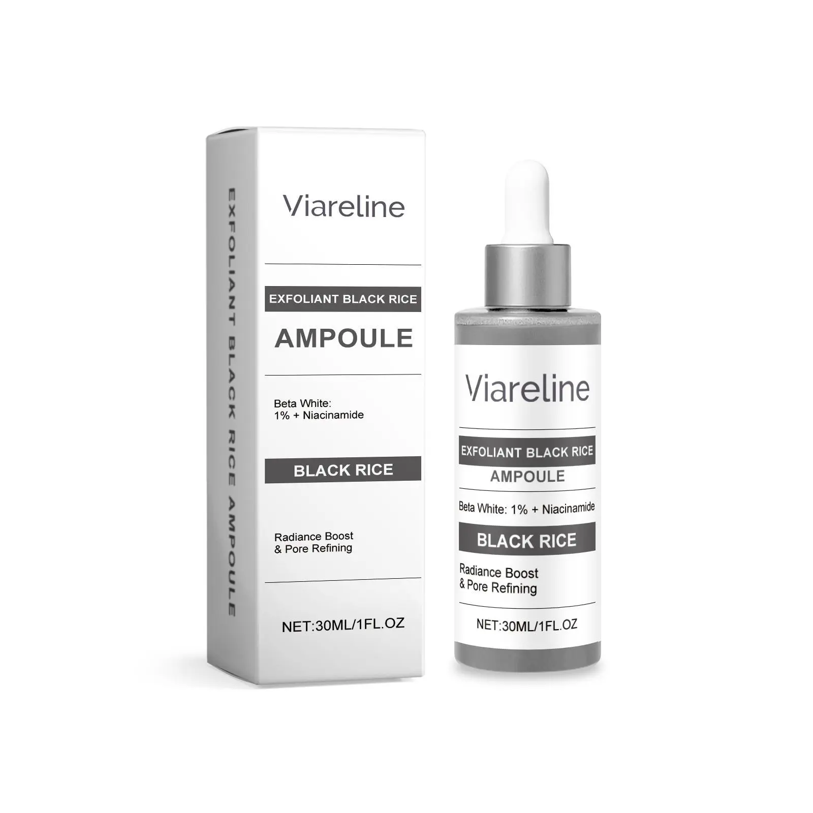 Viareline The Exfoliating Black Rice Essence, Moisturizes And Hydrates The Facial Skin, Making It Hydrated, Bright, Smooth And Delicate