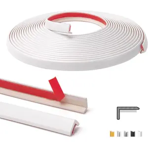 20ft Outside Vinyl Corner Trim Peel and Stick for Tile and Wall Edges, Furniture Decoration White