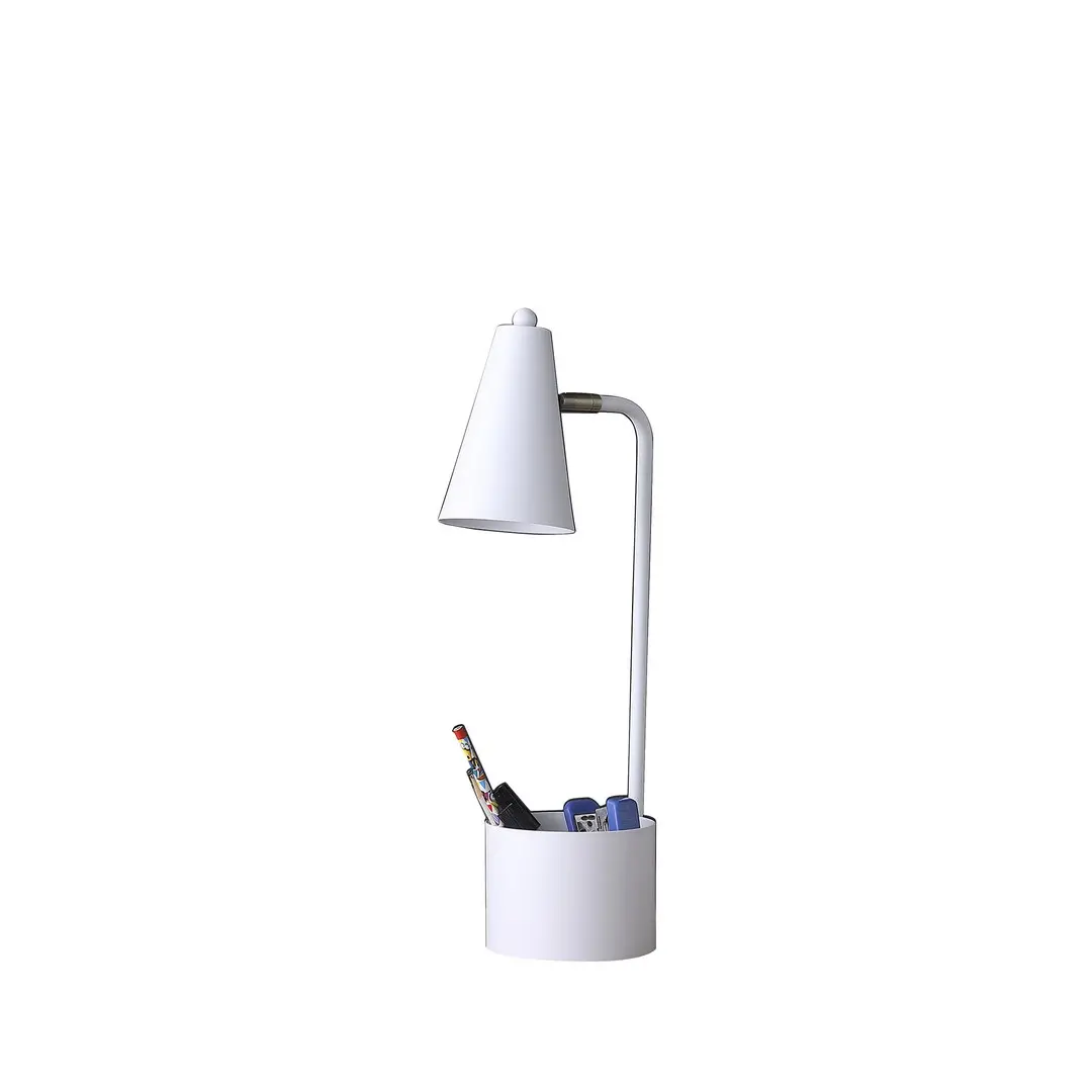 Modern Design 19.5-in White Metal Task Desk Lamp with Organizer, Indoor Home Improvement Lighting for Students