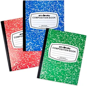 Wide Ruled Notebook Assorted Color, Marble Composition Notebook, Primary K-2, College Ruled - 3 pcs Notebooks for School