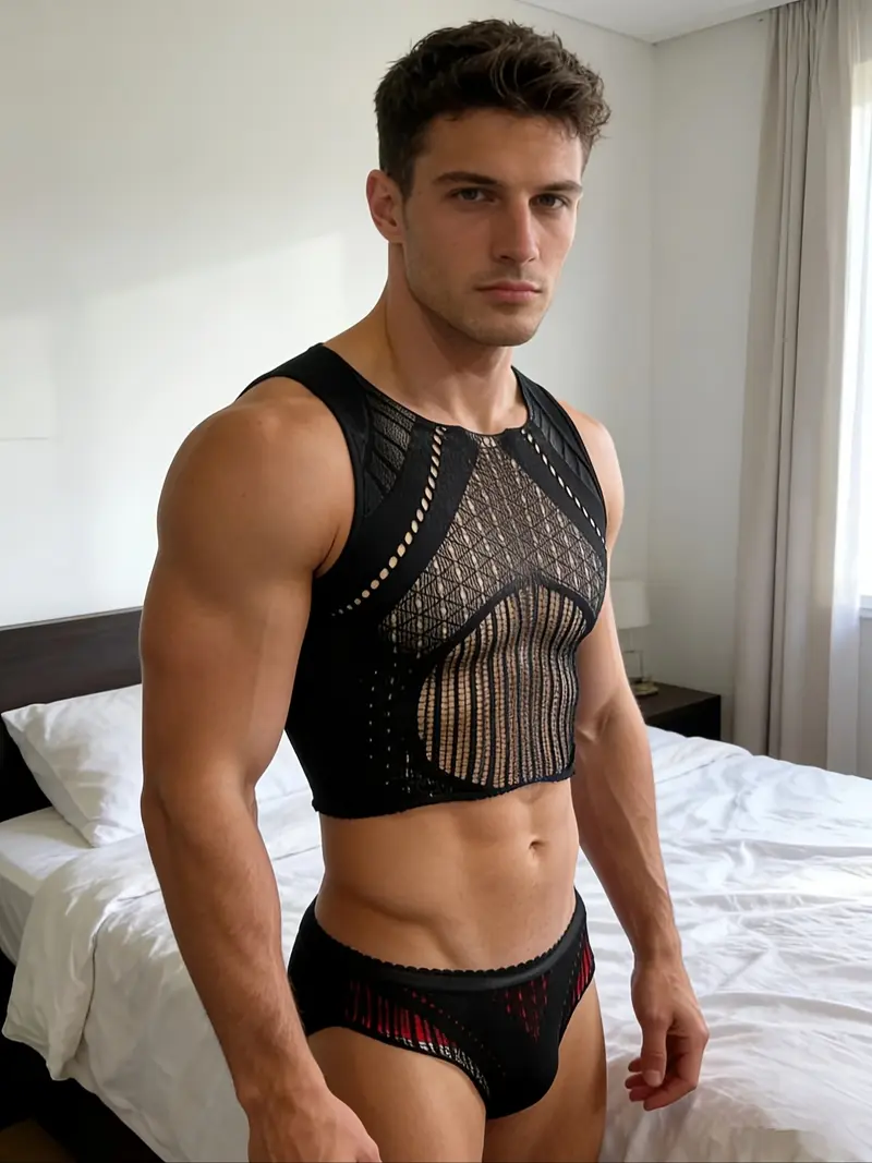 sexy men's clothing Sexy Mens Mesh Fishnet Sheer Arm Sleeves Shrug Crop Top T-shirt Clubwear  Costume