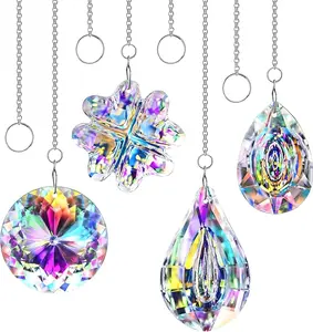 4pcs Crystal Suncatchers for Window Hanging Sun Catchers Indoor Rainbow Maker Crystals for Home Garden Decor Lamp Chandelier Lamp Prisms