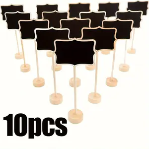 10pcs Wooden Mini Chalkboard Signs with Stand, Price Display Tags for Buffet Food Markers, Wedding Party Event Decorations