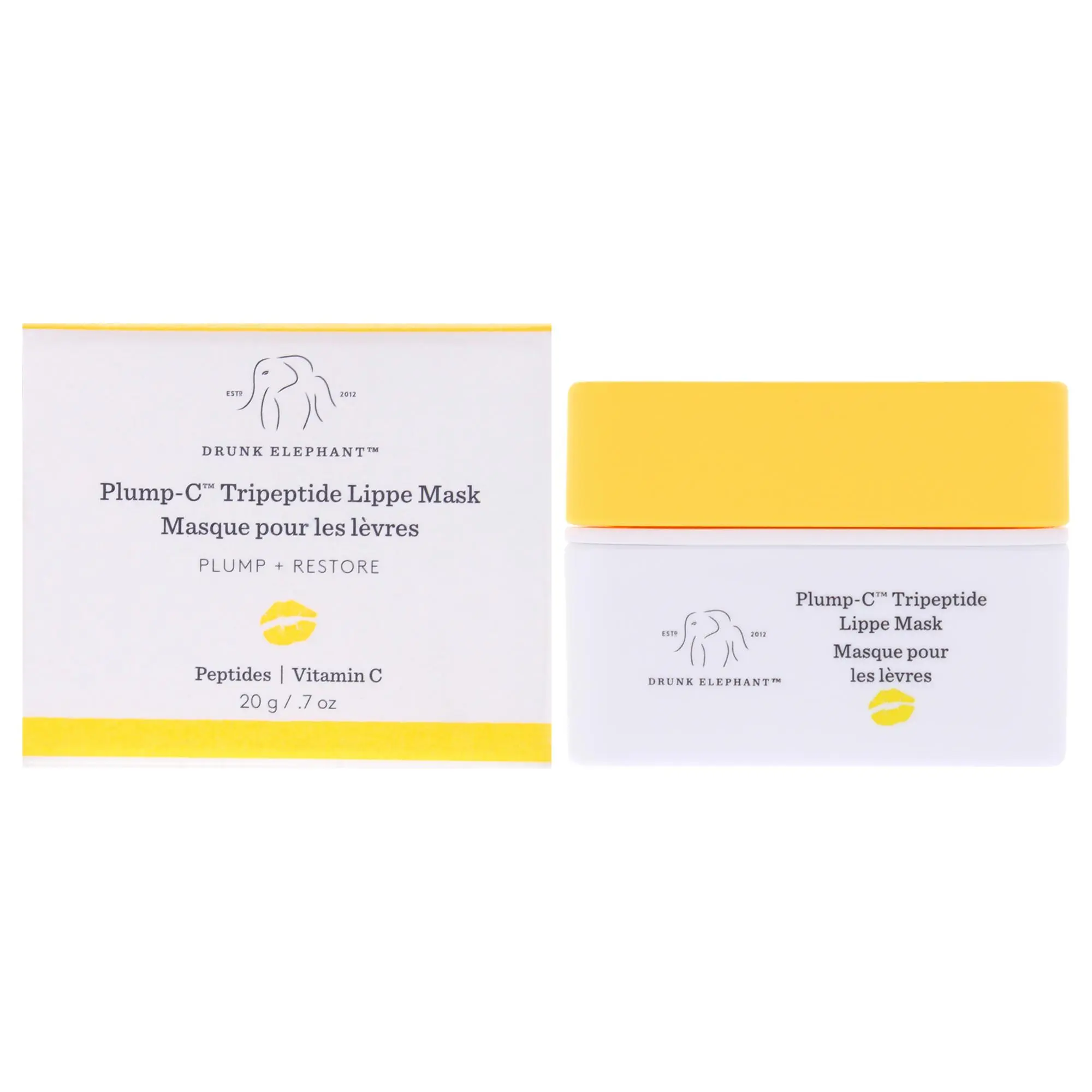 Drunk Elephant Plump-C Tripeptide Lip Mask for Women - Compact, 0.7oz, Enhances Lips, Targeted Care Beauty Treatment