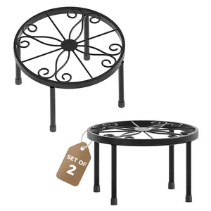 Bamworld 2 Pack Plant Stands Indoor Outdoor, Heavy Duty Flower Pot Stands for Large Plants, Anti-Rust Iron Metal Plant Holder for Home Deco