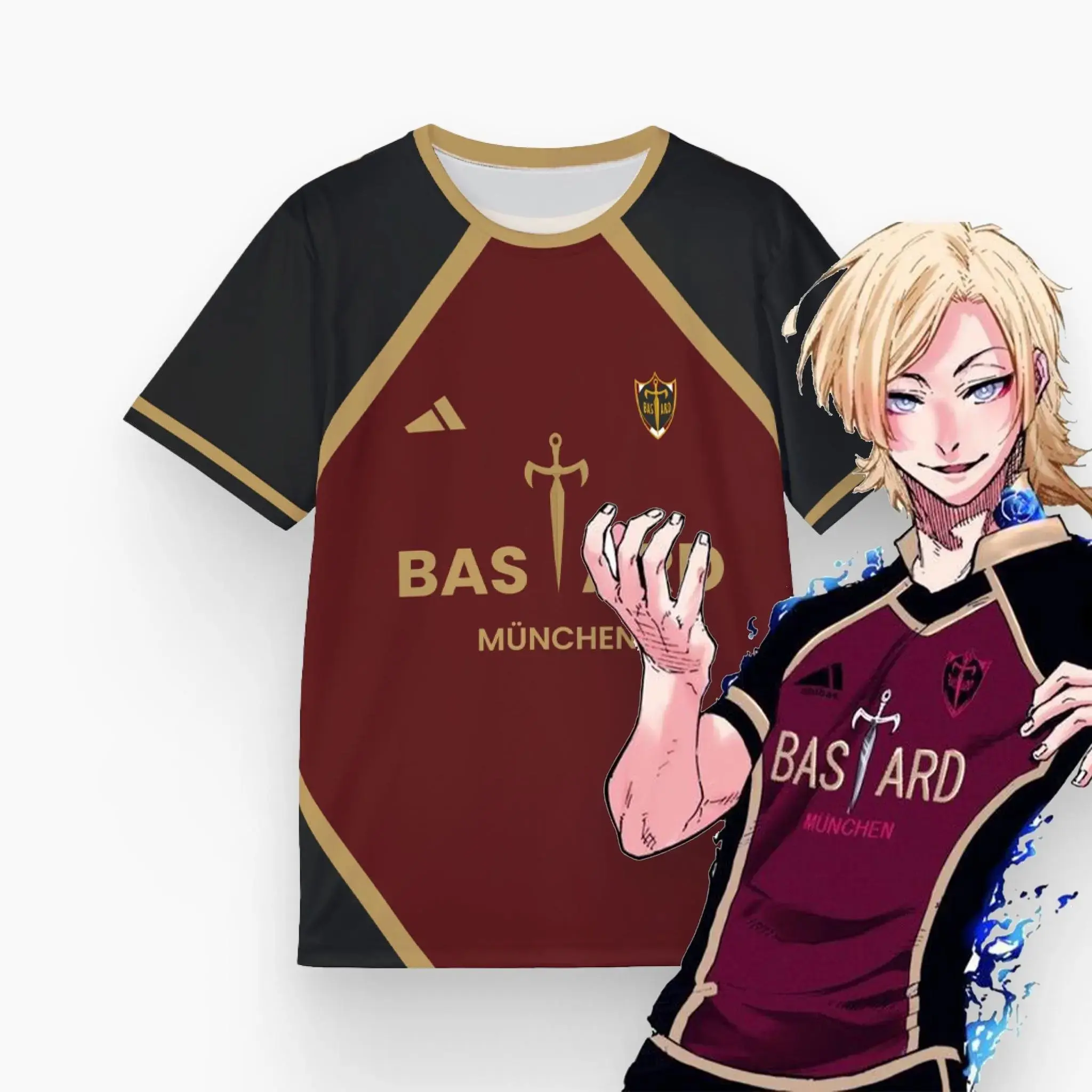 Bastard Muchen Cosplay AOP T-shirt, Kaiser, Isagi jersey shirt, Anime Cosplay, Gift for fan