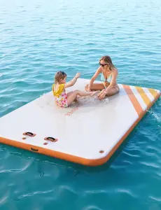 Garvee Inflatable Floating Dock Air Dock Platform Floating Island Raft with Rope Ladder Non-Slip Surface Swimming Water Platform for Pool Beach Ocean