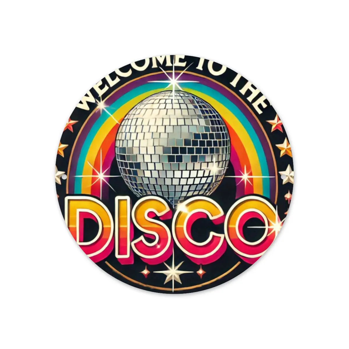 Retro Disco Welcome Sign - Vintage 70s Disco Party Decor with Disco Ball, Neon-like Glow - Heavy-Duty Metal Wall Art for Home, Bar, for Man Cave, Patio - No Electricity Needed, Easy Hanging - Mid-Cent