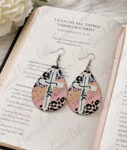 Pink Faith Cross Earrings