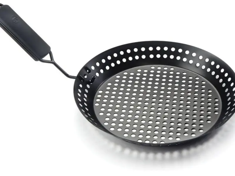 Non-Stick 12" Round Grill Pan | Easy To Cook On & Clean | Detachable Handle So The Pan Can Be Used On The Grill Or Oven | Perfect For Seafood, Veggies & Meat