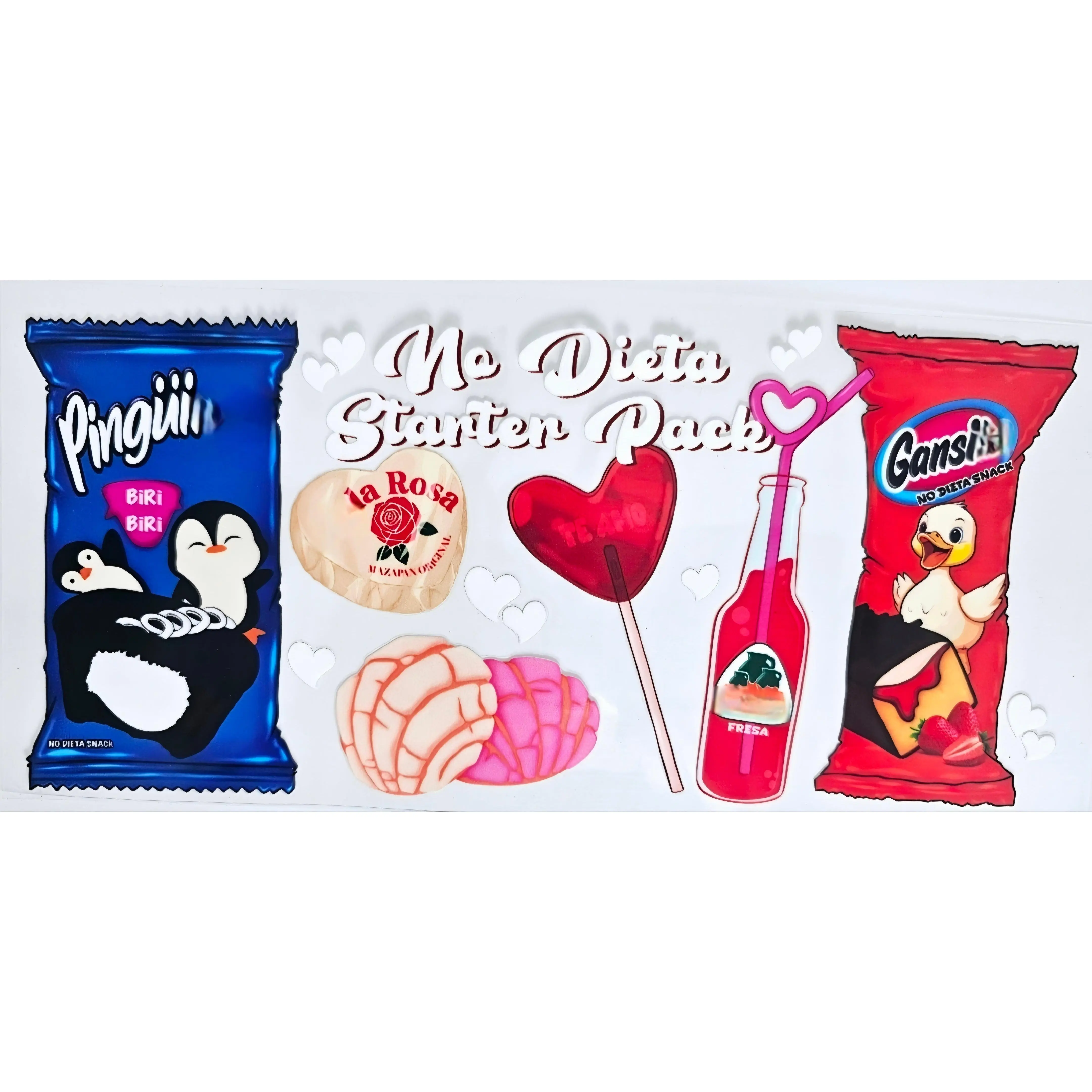 No Dieta Starter Pack - UVDTF Wrap, Reusable Water Bottle with Mug Cap, Portable & Washable Design