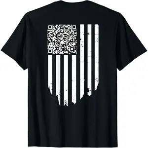 Funny QR Scan Code Dancing US Flag Funny T-Shirt NBQ