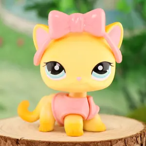 Pet Shop Shorthair Cat Bonbon Crouching Persian Kitten Collectible Animal Action Figures Bobble Head Play Pack for Mini Pet Shop Collectable