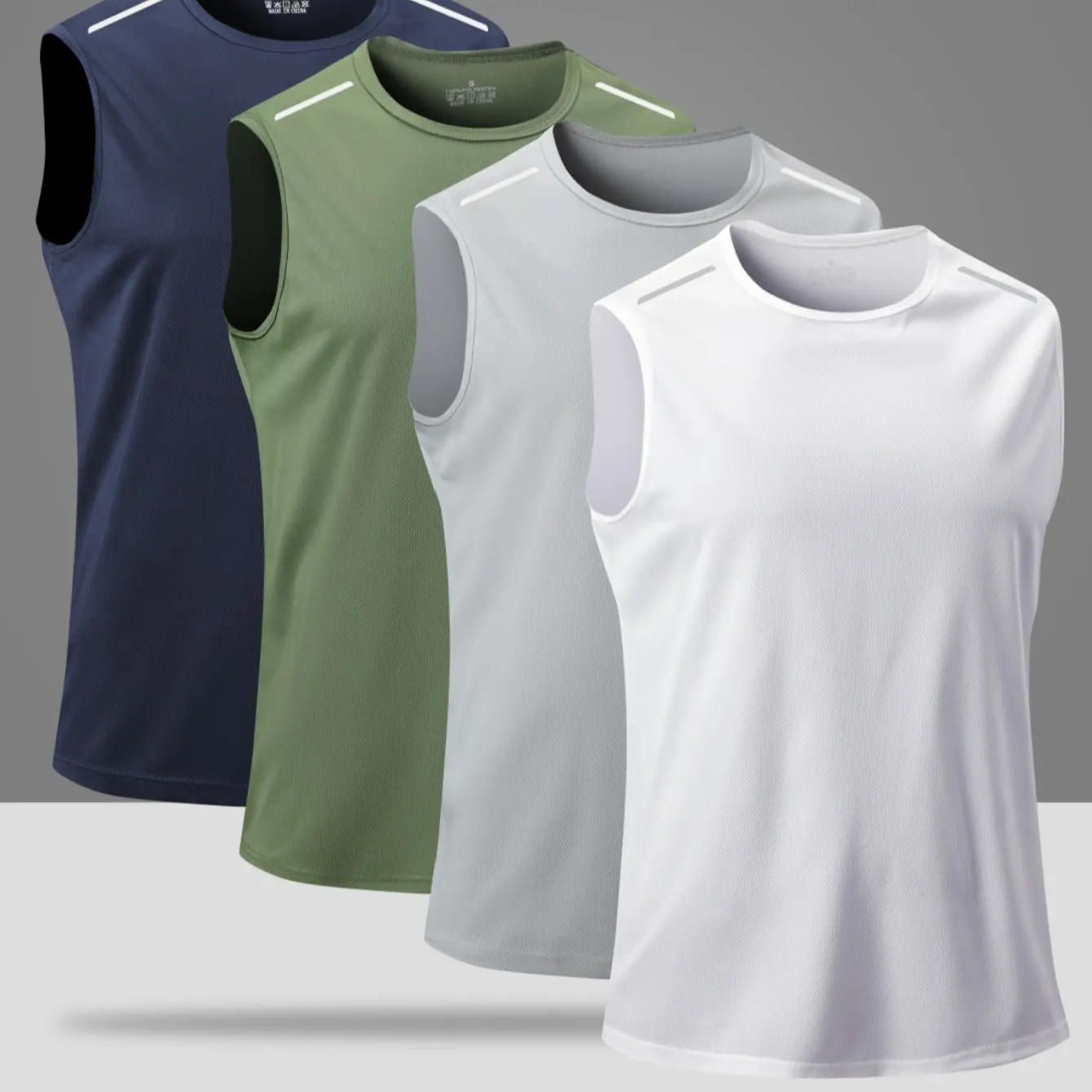 White + Light Gray + Army Green + Navy Blue