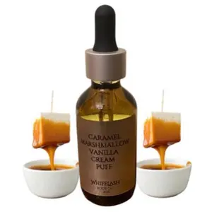 WhiffFlash Caramel Marshmallow Vanilla Cream Puff Luxurious Body Oil 2oz- Refreshing Vanilla and Marshmallow Flavor in Elegant Bottle with Moisturizing Capabilities 12 month Shelf Life