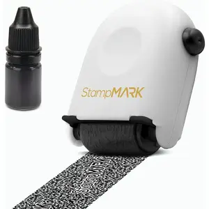 StampMark Identity Theft Protection - Super Roller Stamp with a 5ml Refill Ink Bottle - Confidential Roller Stamp
