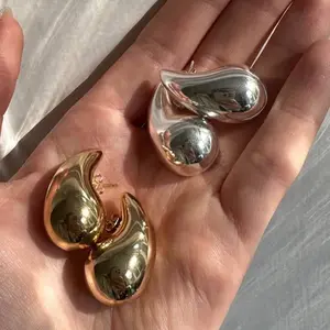 Women's Teardrop Fashionable Design Bottega Inspired Drop Earrings Luxurious Gold and Silver Hypoallergenic Earrings Set for Sensitive Skin