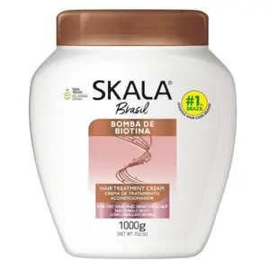 SKALA Brasil Bomba de Biotina 2-in-1 Treatment Cream and Leave-In Conditioner Strength and Biotin Boost for All Hair Types, 35.2 oz