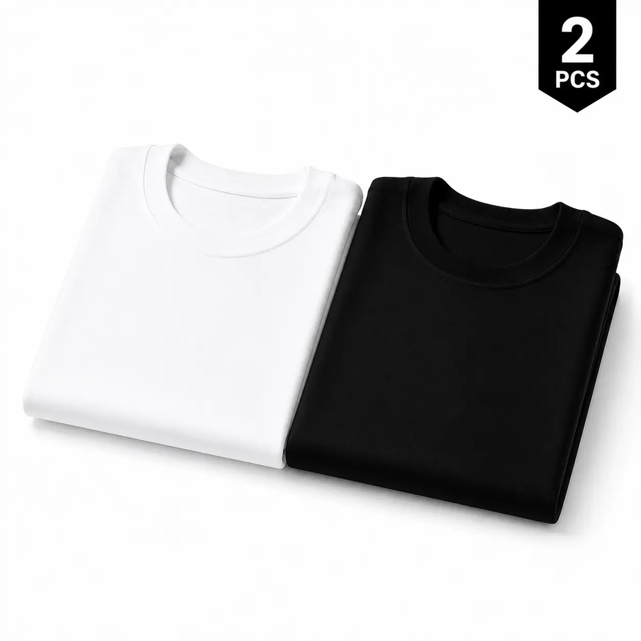 Matching T-Shirts for Couples, 2-Pack with 1 Black & 1 White Cotton Crew Neck Tees, Unisex Oversized Short Sleeve Tops in 5XL Plus Size for Date Night, Travel, Back-to-School, Campus Wear and Fall Layering