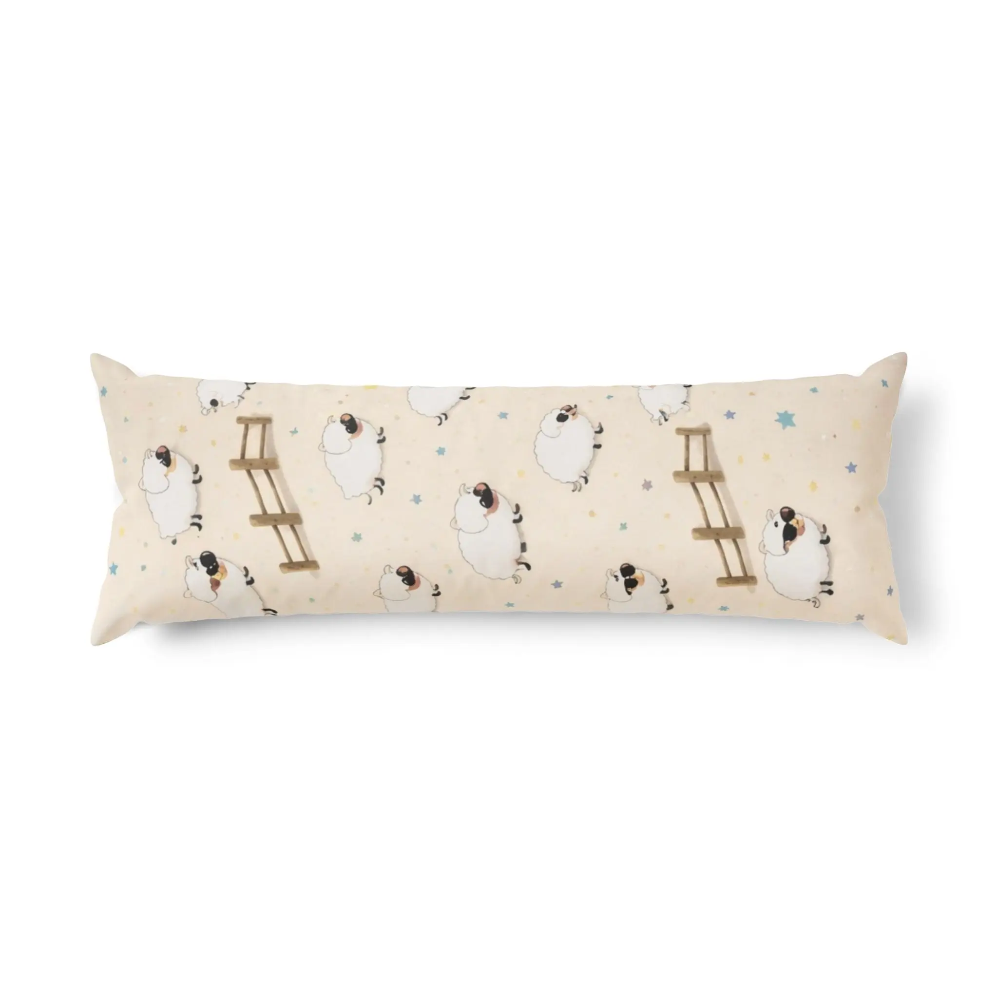 Sheep & Ladder Cute Body Pillow — Cream Nursery Bolster for Kids & Cozy Home