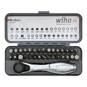 Wiha Tools 74984 Standard Bit GoBox Set with Mini Ratchet, 32 Pc.
