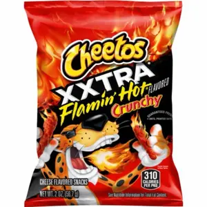 Frito Lay Inc. Cheetos XXTRA Flamin' Hot Crunchy Snack Crispy 2oz Bag - Crispy, Crunchy Snack with Enriched Cornmeal & Cheese, Spicy Flavor