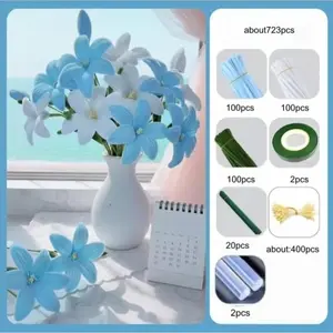 Mother's Day Gift DIY Eternal Flower Kit, Multi-Color Lily Twist Rod Pipe Cleaner Craft Set, Handmade Project for Graduation Birthday Valentine's Easter