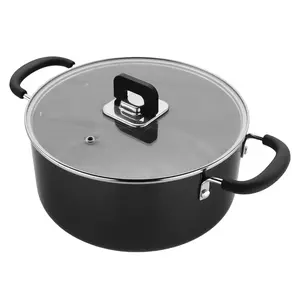5 Quart Nonstick Casserole Pot with Tempered Glass Lid – Black | Cooking Pot with Silicone Handles - Safe for Gas, Electric & Ceramic Counter Cooktops - Everyday Home Kitchen Essentials