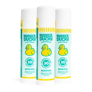 Rubber Ducky SPF 30 Mineral Face Stick 3-Pack, Zinc Oxide Sunscreen Stick for Face, Reef Friendly, Water Resistant 40 Min, Sensitive Skin & Kids, Travel Size 0.6 oz