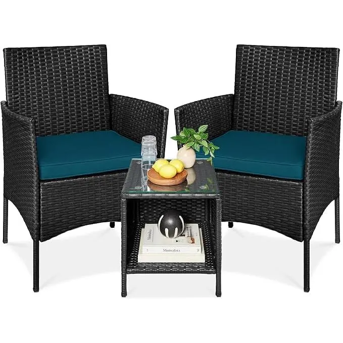 Black rattan + green cushion