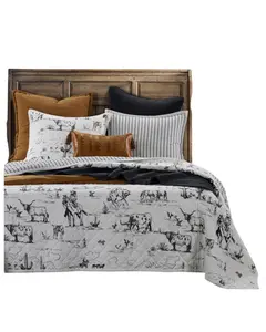 Hiend Accents Unisex Ranch Life Western Toile Reversible 2-Piece Twin Quilt Set - Qw2138-Tw-Bk