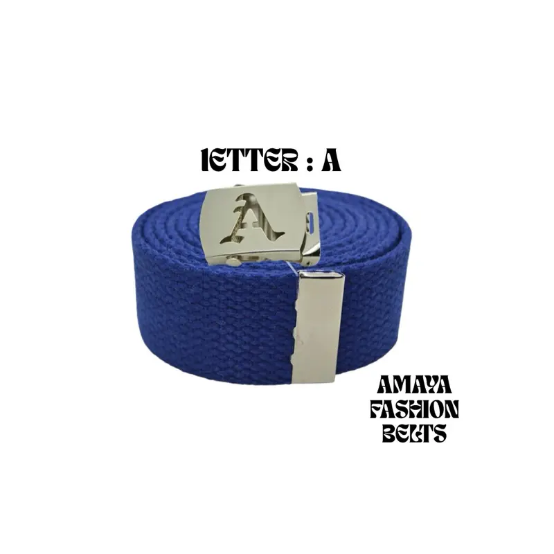 Royal Blue Old English Buckle/ Canvas belts/ Adjustable belts/ Men and Women belts