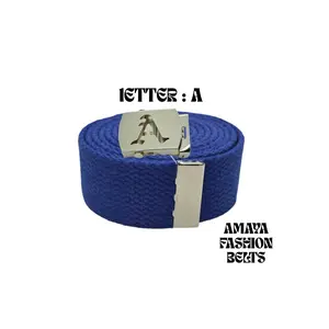 Royal Blue Old English Buckle/ Canvas belts/ Adjustable belts/ Men and Women belts