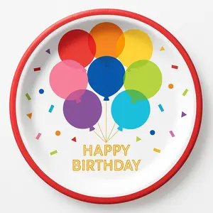 Rainbow Balloon Birthday Paper Plates - 8.5" (8 Count)