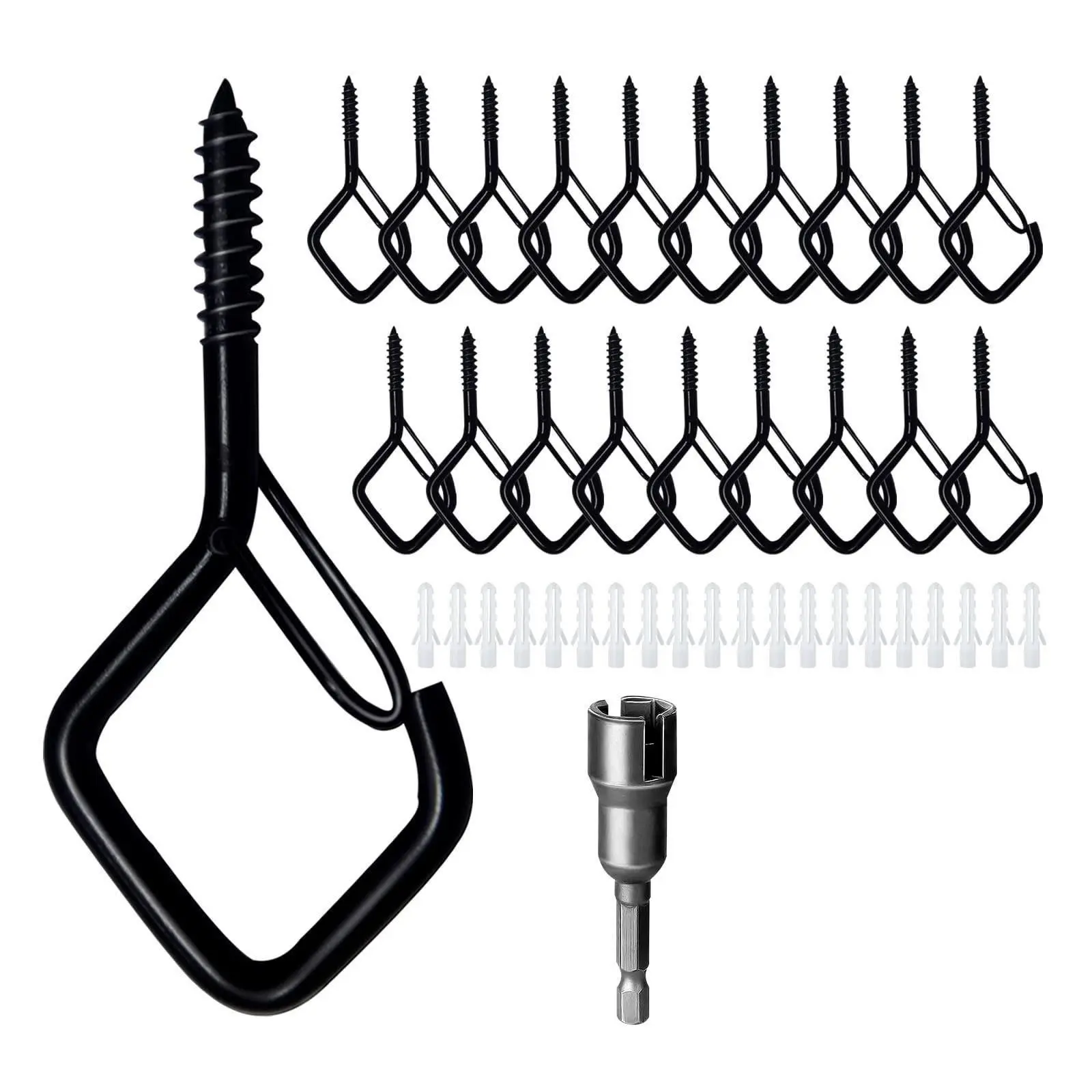 20pcs Rhombus Hooks, Square Hooks, String Light Hooks, Q-Type Hooks, Sheep Eye Hooks, Wall Hooks, Closet Hooks, Metal Hooks, Versatile Hanging Solutions for Home Decor