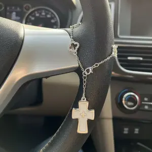 Decorative Car Rearview Mirror Pendant Jewelry, Religious Cross Hanging Accessory, Suitable for Women & Men, Enhances Vehicle Interior