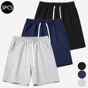 3-Pack Men's Casual Wide Leg Shorts, Stretch Strap Belt, Summer Slim Solid Color Sports Style, Soft and Comfortable Daily Wear, Casual Street Shorts