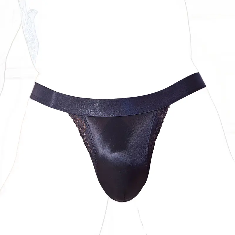 Men's Low Waisted Briefs in Floral Print Breathable Nylon, Featuring a Comfortable Cheeky Cut and Lace Trim