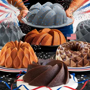 45/21Pieces Silicone Fluted Cake Pan for Halloween Mu Si Chocolate Custard Brownies Bread Flan Meatloaf Jelly Heat-Resistant Non-Stick Baking Mold for Special Occasions，Independence Day Gifts，SummerVibes