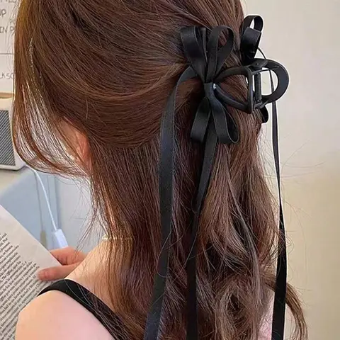 Elegant Bow Decor Hair Claw for Women, Minimalist Headwear Suitable for Thick Hair, Fashion Hair Accessories for Party, Daily Clothing Decor, Hair Clip, Decorative Hair Clips