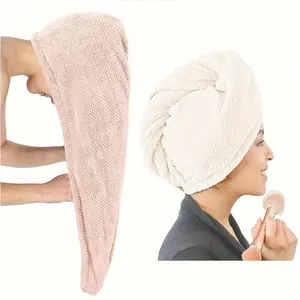 2 Pack Microfiber Hair Towel, Absorbent Fast Drying No Frizz, Ideal for Long Thick Curly Hair, Includes Elastic Straps, Hair Turban Towel
