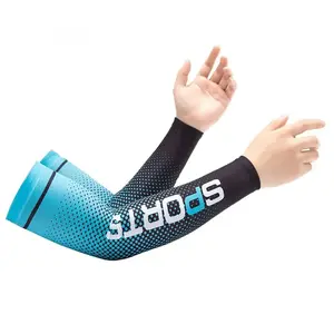 5 Pairs Ice Silk Compression Sports Sleeves, Breathable Cooling Anti-Slip UV Protection Sleeves, Men’s Protective Arm Cuffs for Outdoor Cycling, Sports Sleeve