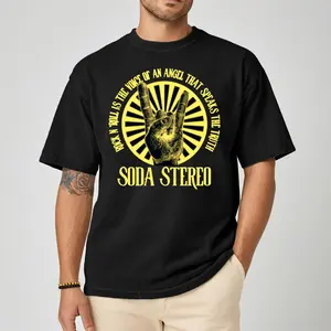 Soda Stereo Comfort Color Letter Printed Tee Ring-Spun Cotton Soft-Washed T-Shirt Trendy Tops Perfect Gift