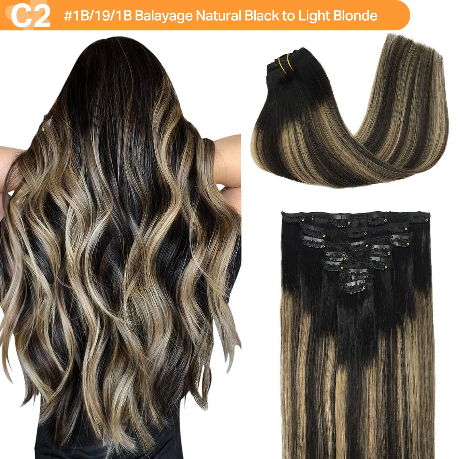#(T1B/19)P1B	Natural Black to Light Blonde