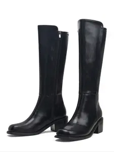 Women's Plaid Riding Boots, Low Heel, Side Zipper, Square Toe, Durable Rubber Sole, Wide Calf, Cowboy Style, All Seasons, Western Boot, Cowgirl Boots