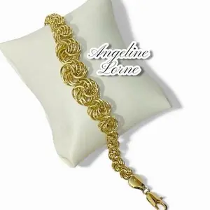 #1263 Pulsera nudo grueso size 8 Ajustable Laminado 14k capas Oro Real Alta Calidad Uso Diario