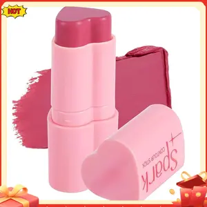 Heart Blush Stick, Matte Rouge Stick, Cheek Contour Pen, Long Lasting Water Proof Non-Greasy Smooth, Buildable Lightweight Cream Blush, Easy Application High-Gloss Finish Makeup Facial Gift Cosmetic Silky 03#