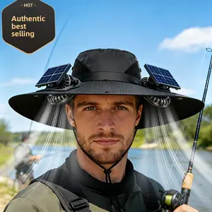 Outdoor hiking and fishing sun protection hat, summer solar-powered dual-fan hat, UV protection sunshade fisherman's hat