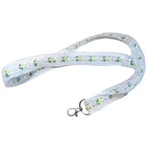 White lace lanyard coquette cute pretty lanyard with pink or yellow flowers